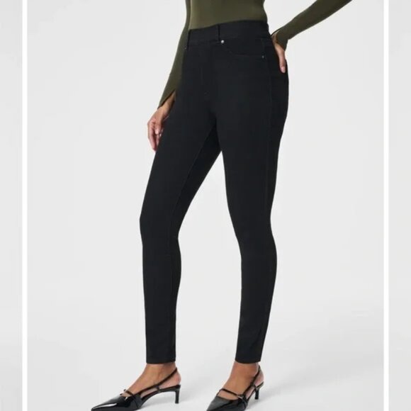 Spanx Black Skinny Sculptured Jeans Pull On Size L - Picture 3 of 11